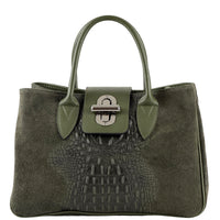 Alberta Italian Suede Structured Satchel Bag