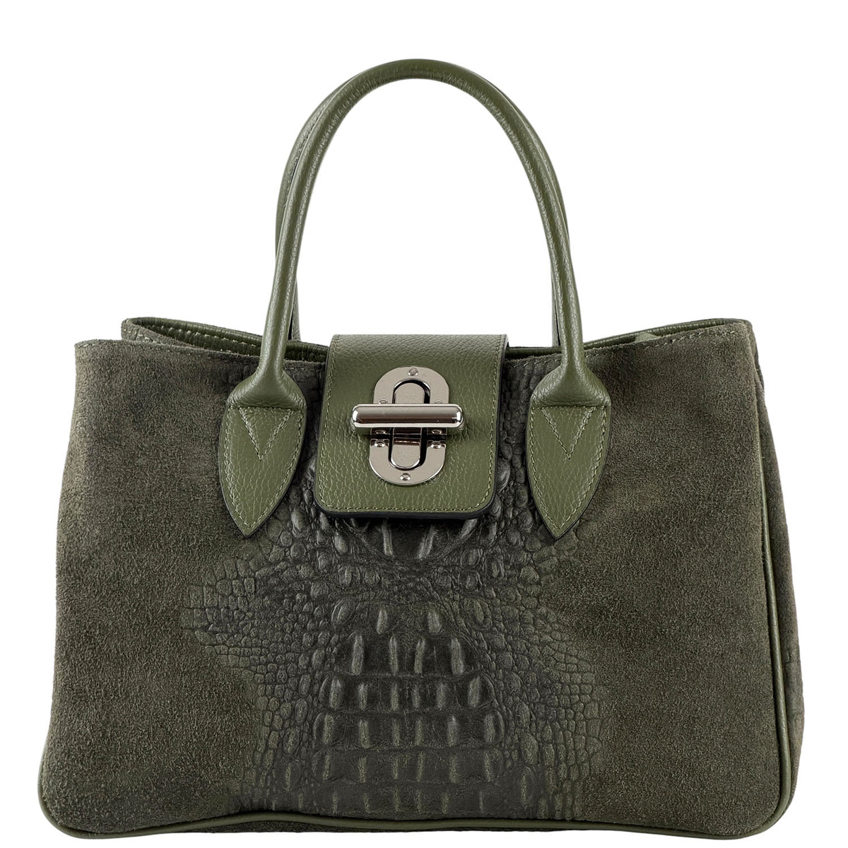 Alberta Italian Suede Structured Satchel Bag