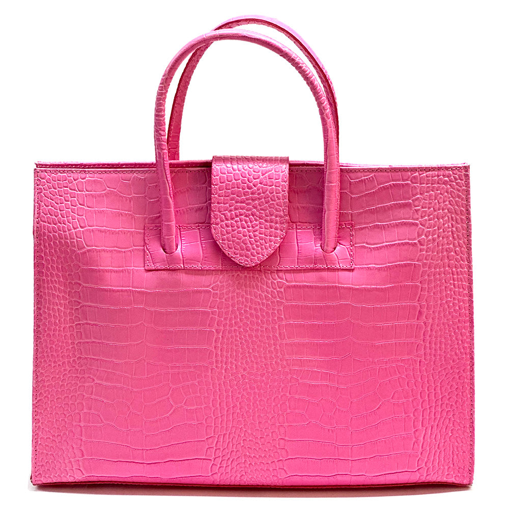 Crocetta Crocodile-Embossed Italian Leather Briefcase – Elegant Work Bag for Women