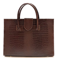 Crocetta Crocodile-Embossed Italian Leather Briefcase – Elegant Work Bag for Women