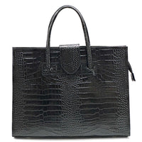 Crocetta Crocodile-Embossed Italian Leather Briefcase – Elegant Work Bag for Women