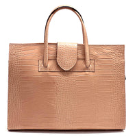 Crocetta Crocodile-Embossed Italian Leather Briefcase – Elegant Work Bag for Women