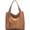 Zoe leather shoulder bag in tan