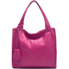 Zoe leather shoulder bag in fuchsia