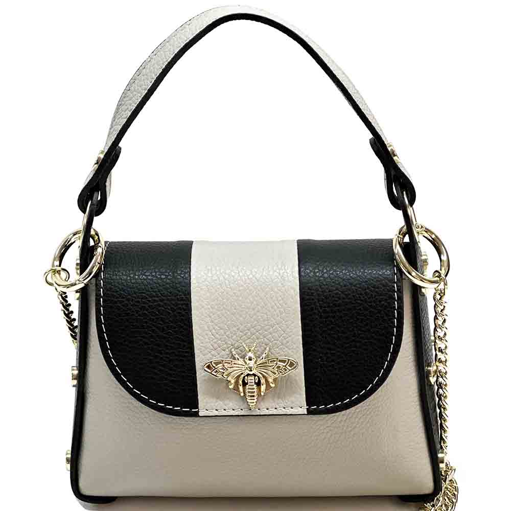 Virginia Bicolor Leather Handbag: Modern Elegance - Leather Italiano