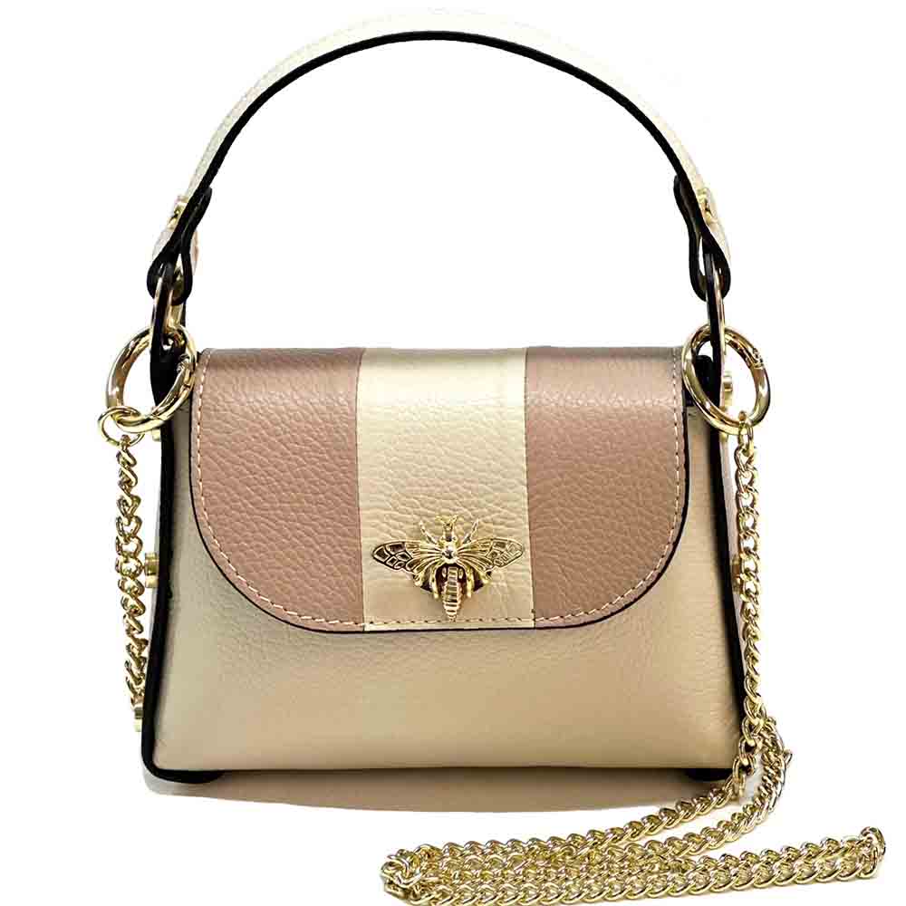 Virginia Bicolor Leather Handbag: Modern Elegance - Leather Italiano