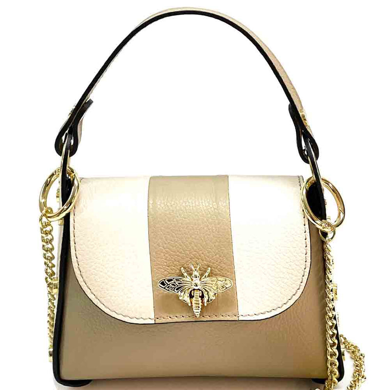 Virginia Bicolor Leather Handbag: Modern Elegance - Leather Italiano