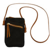 Front view of Adriana Cross-body leather phone bag in black