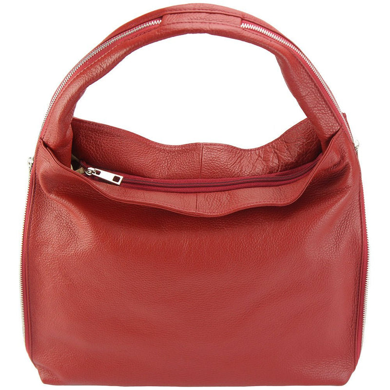 Carmen Leather Shoulder Bag. Lightweight Italian leather, spacious interior, secure zip closure.