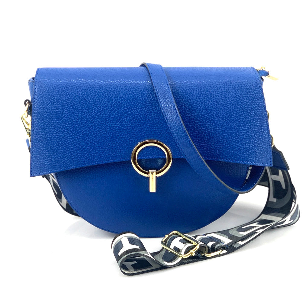leather crossbody bag in blue