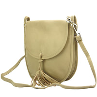 Elisa Italian Calfskin Leather Shoulder Bag – Elegant Tassel Detail & Versatile Strap