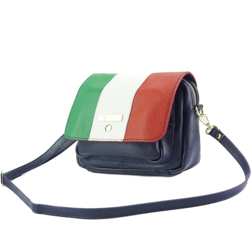 Maria Leather Flap-Over Shoulder Bag in dark blue