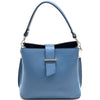 Blue Kristen T Italian Leather Shoulder Bag. Detachable straps, spacious interior & secure closure.