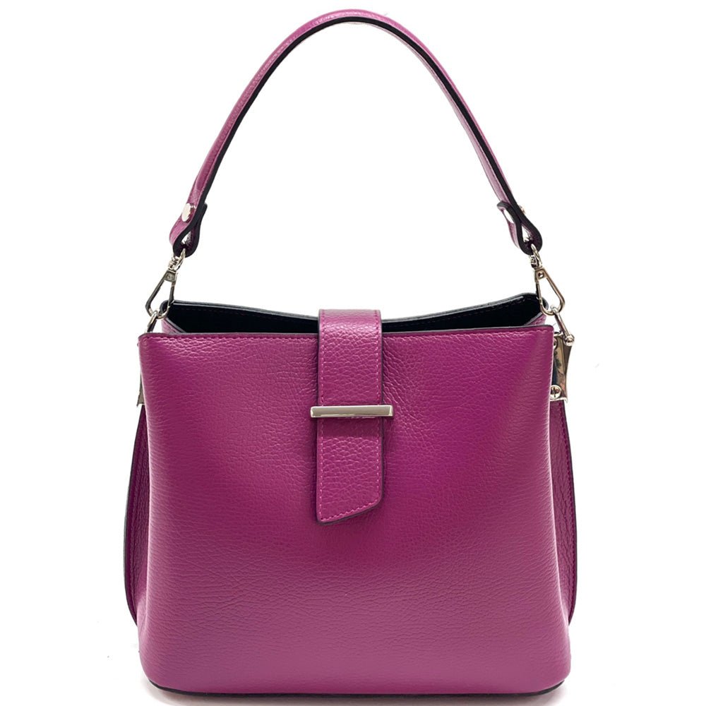 Kristen T Italian leather shoulder bag in fuchsia