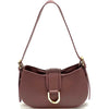 Karly Leather Shoulder Bag in brown, featuring a soft, rounded silhouette.