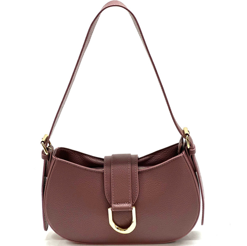 Karly Leather Shoulder Bag in brown, featuring a soft, rounded silhouette.