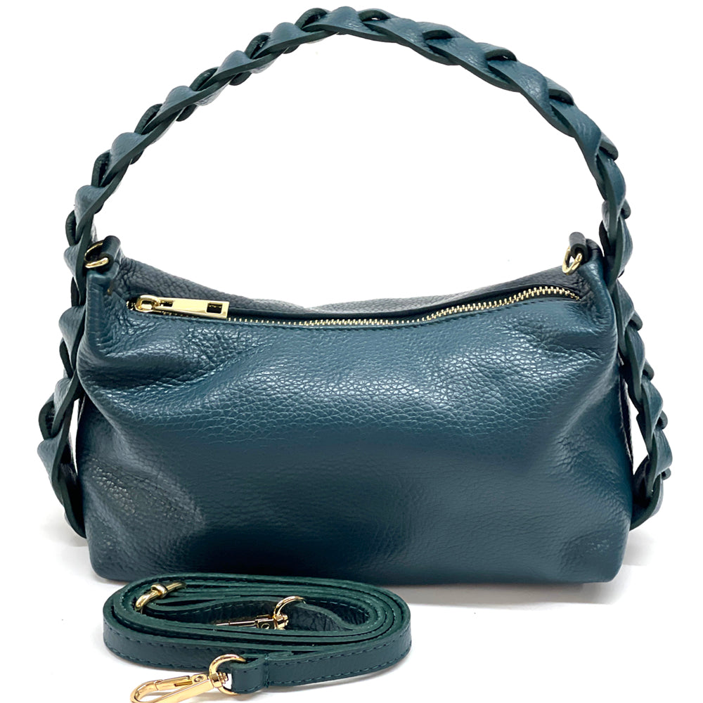 Lily Small Hobo Leather bag in dark turquoise