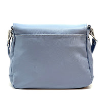 Pamela Leather Messenger Bag in Azure blue - back view