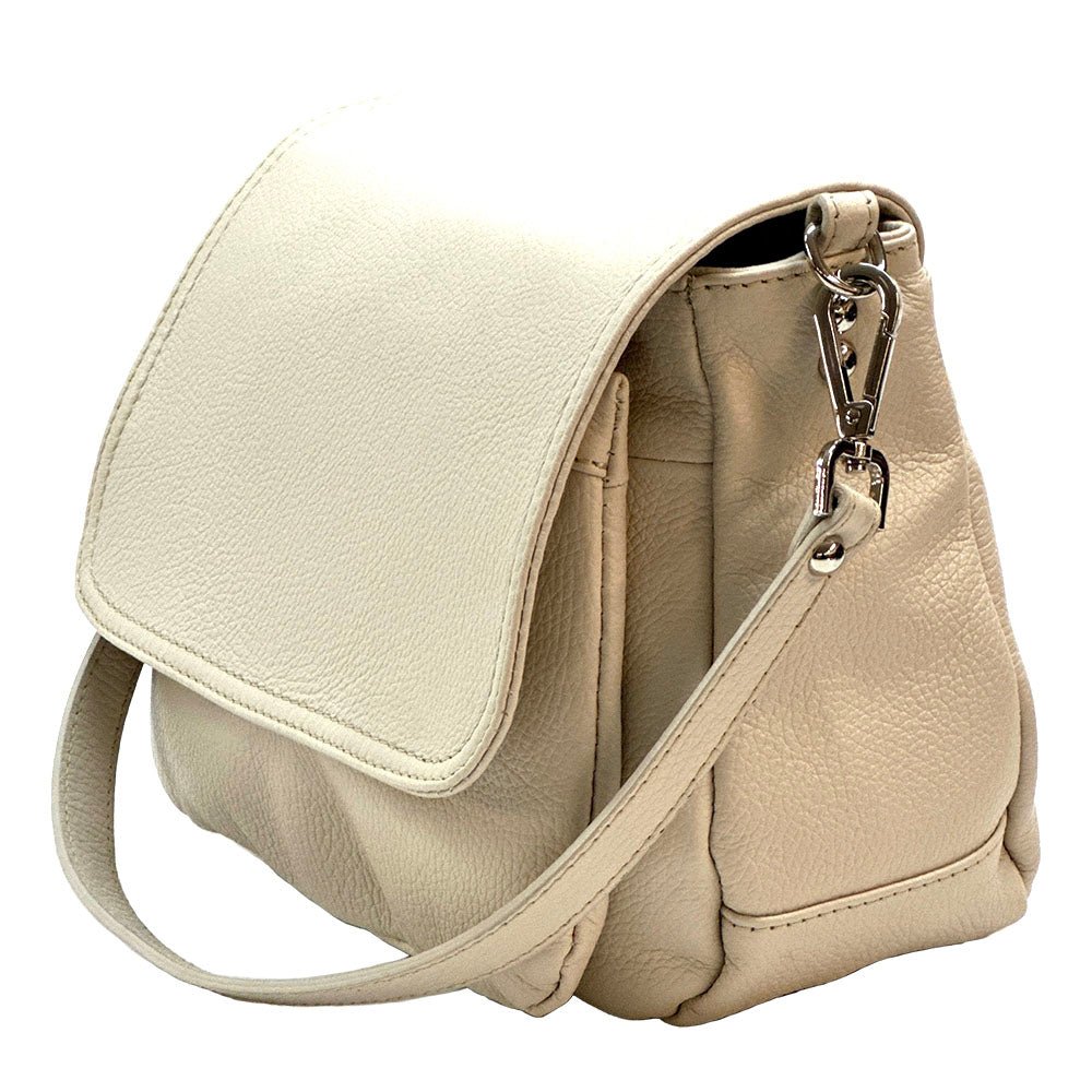 Pamela Leather Messenger Bag in beige