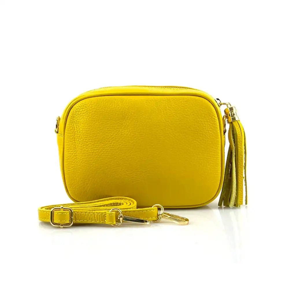 Front view of Amara Yellow leather shoulder bag
