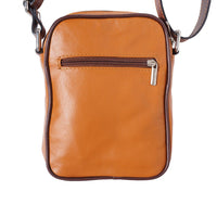 Man‘s shoulder bag in soft genuine calf-skin leather - back view