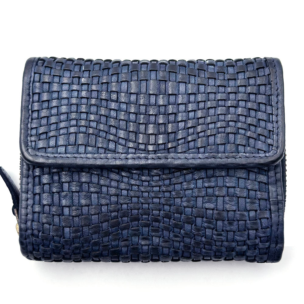 Selenia Washed Cow Leather Woven Wallet