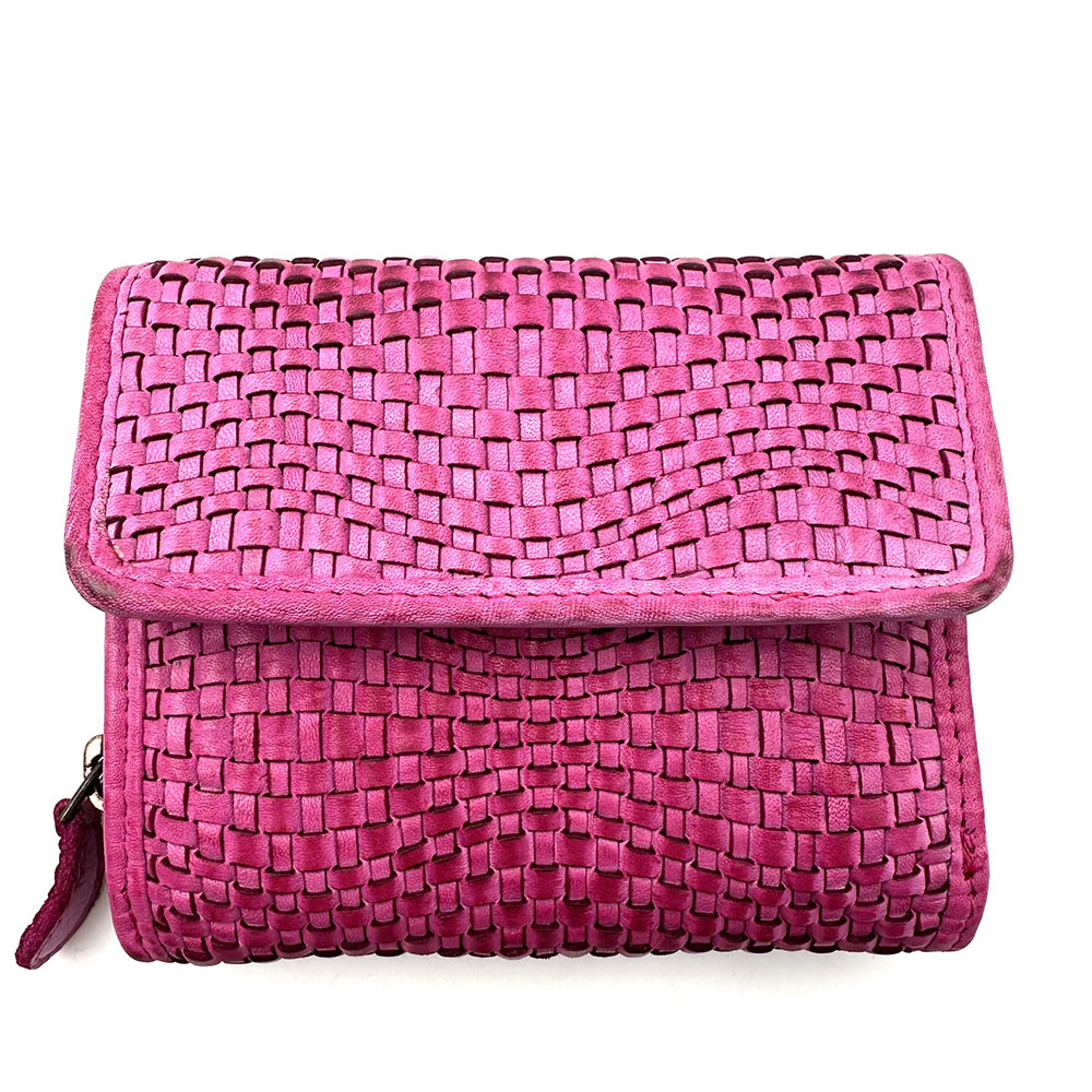 Selenia Washed Cow Leather Woven Wallet