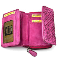Selenia Washed Cow Leather Woven Wallet