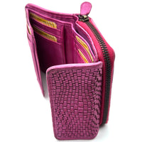 Selenia Washed Cow Leather Woven Wallet