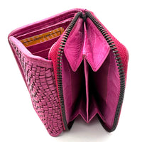 Selenia Washed Cow Leather Woven Wallet