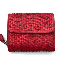 Selenia Washed Cow Leather Woven Wallet