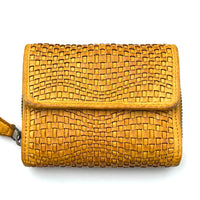 Selenia Washed Cow Leather Woven Wallet