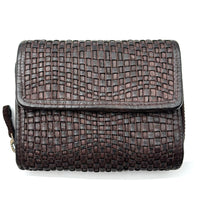 Selenia Washed Cow Leather Woven Wallet