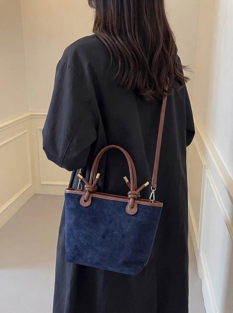 Aurelia Italian Suede Knot Handle Tote Bag