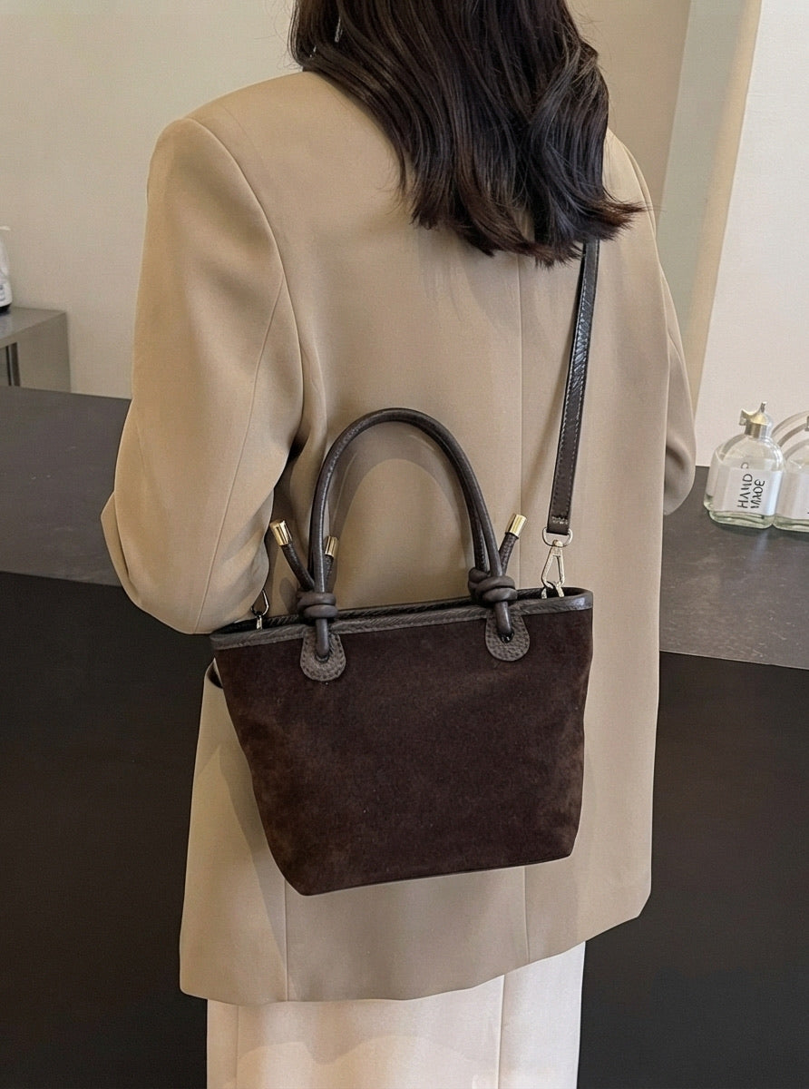 Aurelia Italian Suede Knot Handle Tote Bag