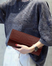 Amelia Croc Embossed Leather Clutch & Crossbody Bag