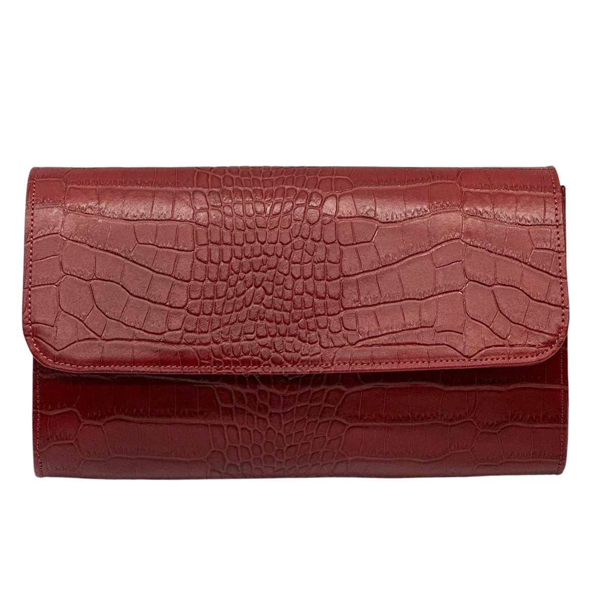 Amelia Croc Embossed Leather Clutch & Crossbody Bag