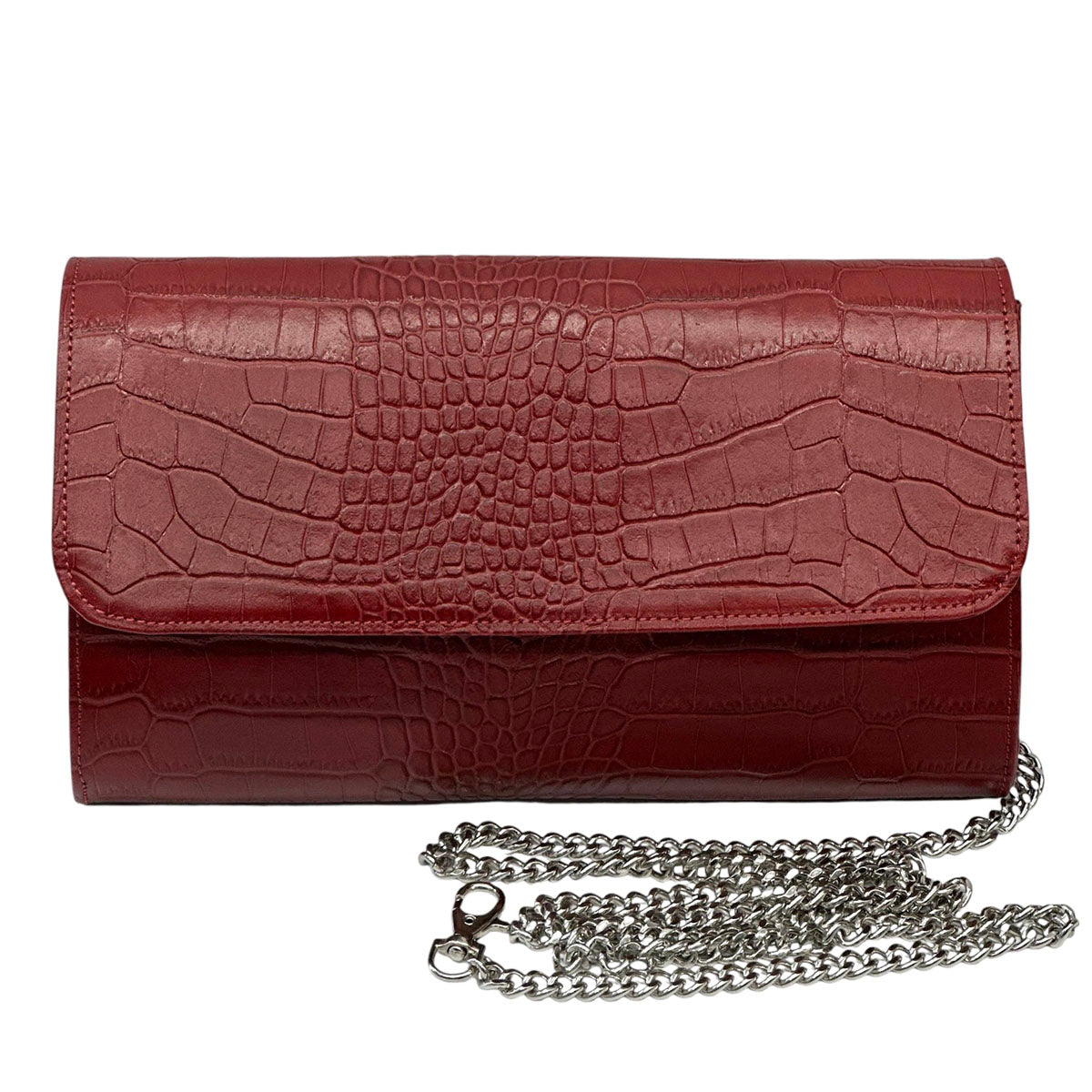 Amelia Croc Embossed Leather Clutch & Crossbody Bag