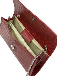 Amelia Croc Embossed Leather Clutch & Crossbody Bag