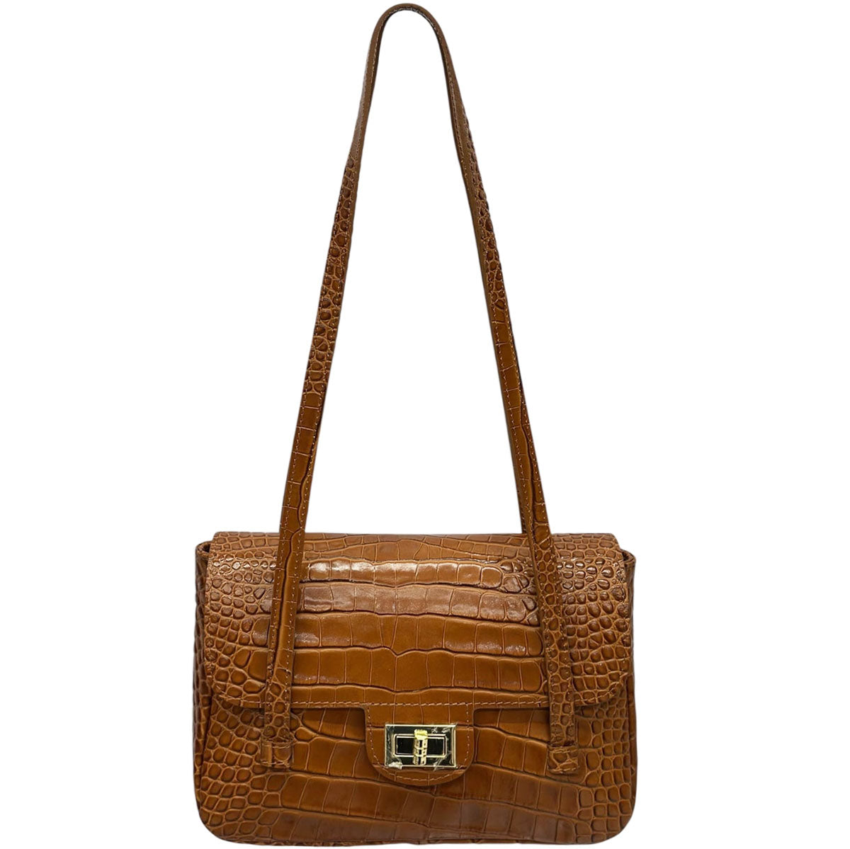 Claribel Croc Embossed Leather Shoulder Bag - view 7
