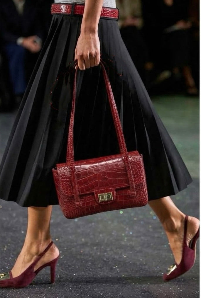 Claribel Croc Embossed Leather Shoulder Bag - view 5