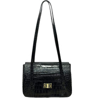 Claribel Croc Embossed Leather Shoulder Bag - view 1