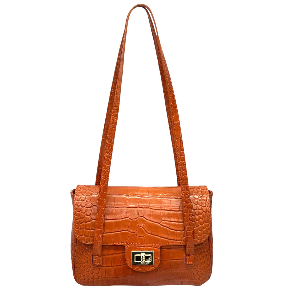 Claribel Croc Embossed Leather Shoulder Bag - view 8