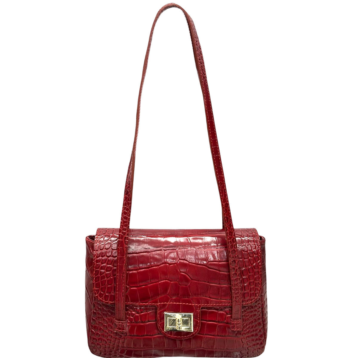 Claribel Croc Embossed Leather Shoulder Bag - view 4