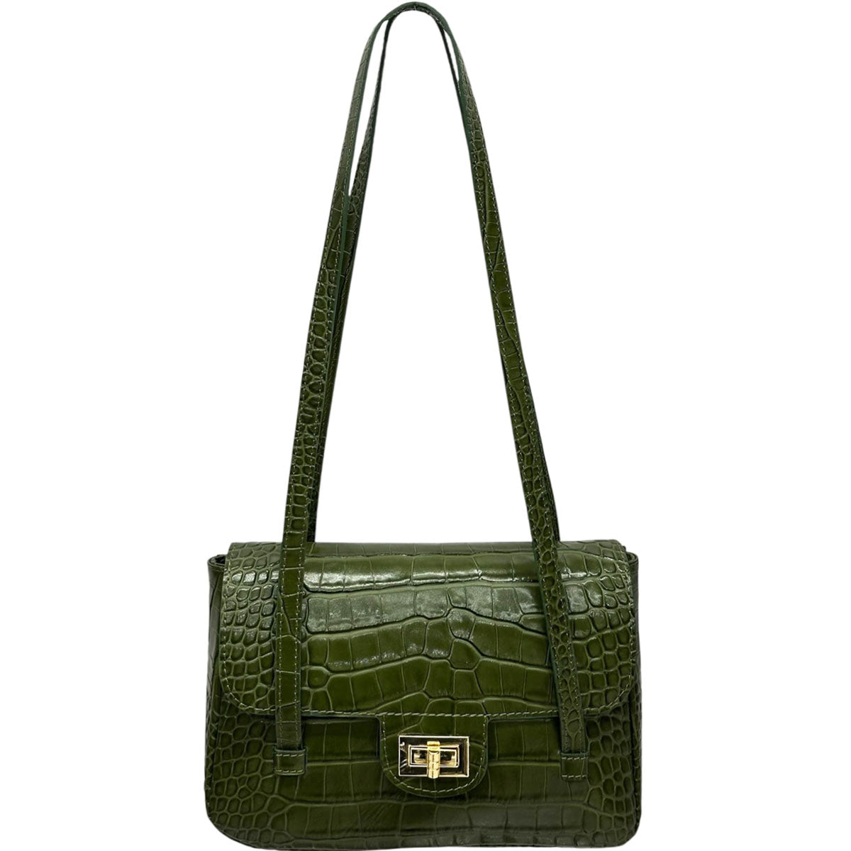 Claribel Croc Embossed Leather Shoulder Bag - view 3