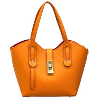 Bianca Small Italian Pebbled Leather Crossbody Tote Bag