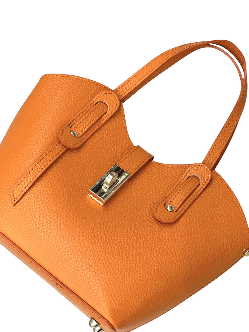 Bianca Small Italian Pebbled Leather Crossbody Tote Bag