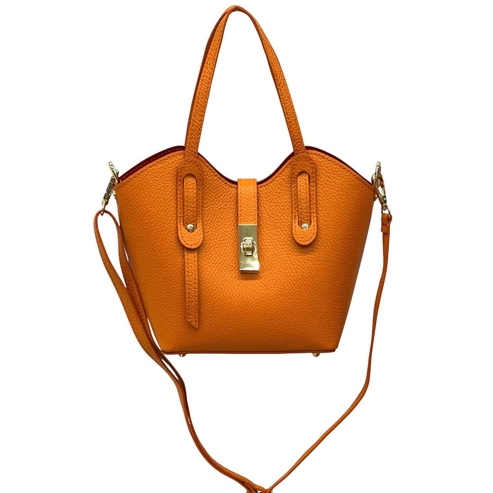 Bianca Small Italian Pebbled Leather Crossbody Tote Bag