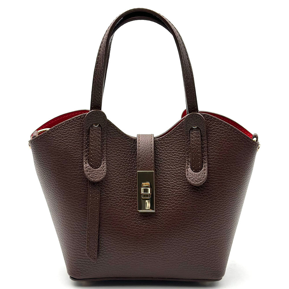 Bianca Small Italian Pebbled Leather Crossbody Tote Bag