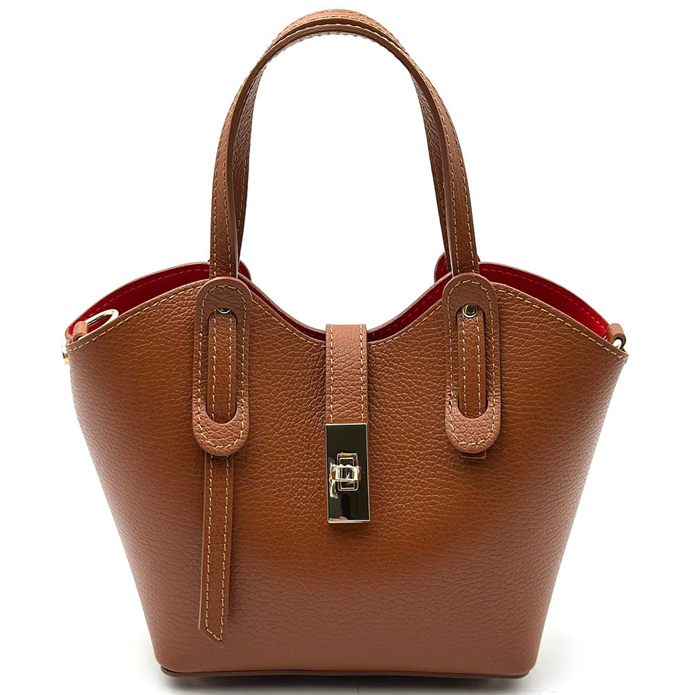 Bianca Small Italian Pebbled Leather Crossbody Tote Bag